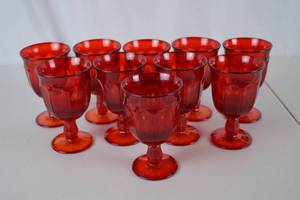 lot 174 image: Vintage Noritake Provincial Red Orange Amberina Goblets, 4.5 Inch