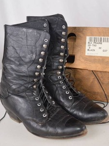 lot 289 image: Vintage Jared Black Leather Lace-Up Boots Size 9M