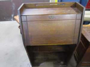 lot 4 image: Quarter sawn oak antique dropfront ...