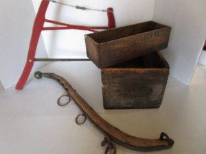 lot 28 image: Primitive wooden boxes dovetailed ...