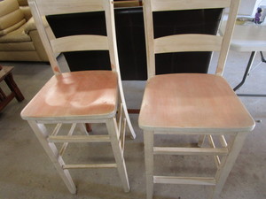 lot 30 image: Pair stools, seats are 30H, back i...