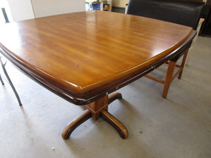 lot 32 image: Pub height pedestal table 48 x 48...