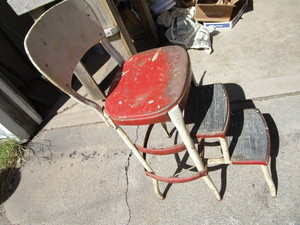 lot 63 image: Vintage Cosco step stool, red & whi...
