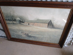 lot 67 image: Pastoral print, framed 41 x 29...
