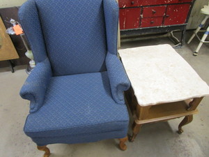 lot 72 image: Wingback occasional chair with Quee...