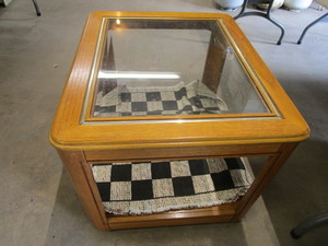 lot 78 image: Occasional table with beveled glass...