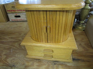 lot 103 image: Sewing cabinet, with spool holder, ...