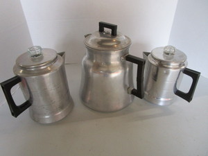 lot 105 image: Aluminum coffee pots, two Comet, We...