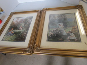 lot 110 image: Mother  daughter framed prints, go...