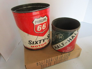 lot 120 image: Phillips 66 motor oil can, Half & H...