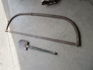 lot 126 image: Folding shovel, 48 brush saw...