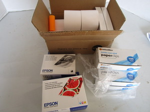 lot 182 image: Paper clips, ink cartridges, rolls ...
