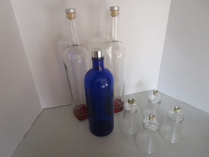lot 183 image: Bottles blue, 18 clear, Home Inte...
