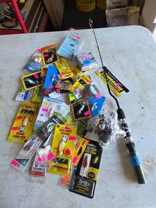 lot 97 image: Ice Fishing RodReel & Pan Fish Lures (UNUSED)