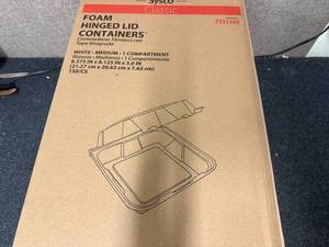 lot 22 image: 150 Foam Hinged Lid Containers