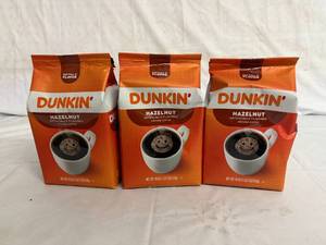 lot 128 image: 3 Bags of Dunkin Hazelbnut Coffee