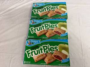 lot 130 image: 3 Boxes of Drakes Apple Fruit Pies