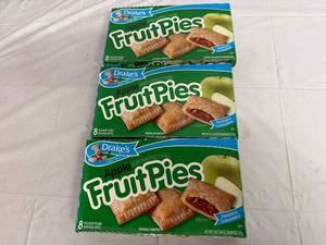 lot 132 image: 3 Boxes of Drakes Apple Fruit Pies