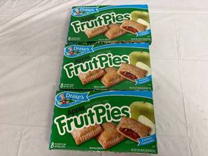 lot 133 image: 3 Boxes of Drakes Apple Fruit Pies