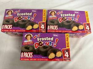 lot 184 image: 3 Packs of Mini Frosted Donuts