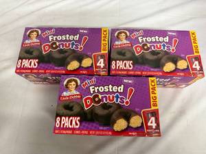 lot 185 image: 3 Packs of Mini Frosted Donuts