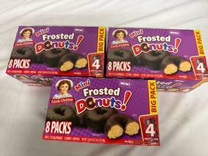 lot 186 image: 3 Packs of Mini Frosted Donuts