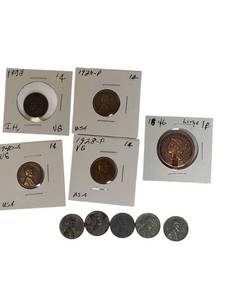 lot 16 image: Collection of vintage pennies from 1846 to 1943, totaling 10 pennies