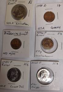 lot 19 image: 6 Error Coins Different Denominations, Different Errors
