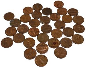 lot 53 image: 1970 S Pennies total count of 35 pennies