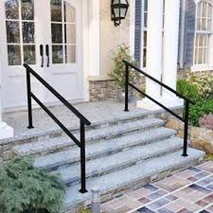 lot 15 image: FUFU&GAGA 36 in. H x 4.5 ft. W Black Iron Rail Kit Handrails for Outdoor Steps Fit 3 or 4 Steps Stair Railing in Black Customer Returns See Pictures