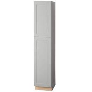 lot 50 image: Hampton Bay Shaker 18 in. W x 24 in. D x 90 in. H Assembled Pantry Kitchen Cabinet in Dove Gray    Customer Returns See Pictures