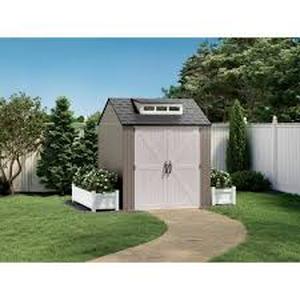 lot 53 image: Rubbermaid 7 ft. x 7 ft. Storage Shed Customer Returns See Pictures