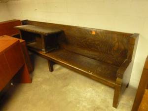 lot 103 image: Dark Solid Oak Bench 10