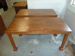 lot 127 image: Solid Oak Library Desks x 2