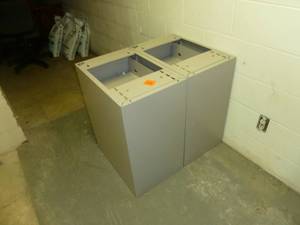 lot 128 image: Steel Desk End Cabinets x 2