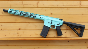 lot 6 image: 16 RXA 5.56 NATO ROBIN EGG BLUE SLIM M-LOK RIFLE 4150 CMV 17 MID-LENGTH