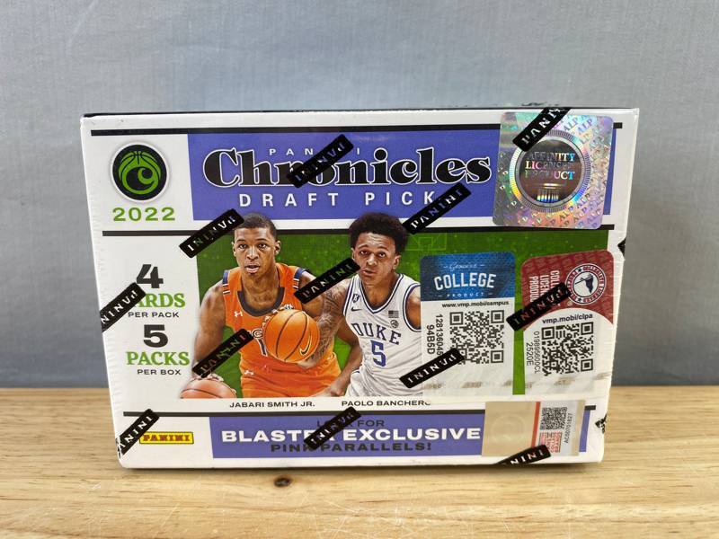 lot 213 image: Brand New 2022 Panini Chronicles Draft Picks Basketball Blaster 5 Pack Box T