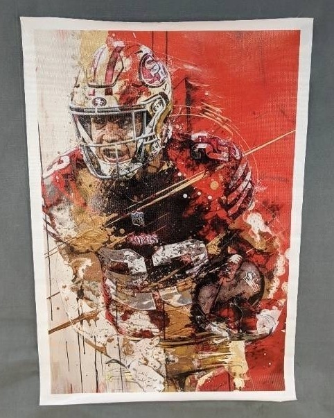 lot 1006 image: New NFL Football San Francisco 49ers Christian McCaffrey #23 Canvas Print - 12x18 N