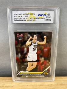 lot 1C image: Caitlin Clark 2024 Topps Bowman U Now #61 WCG Graded 10 - Iowa Hawkeyes & WNBA Indiana Fever
