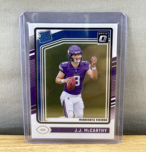 lot 404 image: 2024 Panini Donruss Optic J.J. McCarthy Rated NFL Rookie Card - Minnesota Vikings