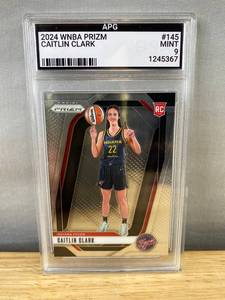 lot 9C image: 2024 WNBA Prizm Caitlin Clark Indiana Fever Rookie Card #145 APG Graded Mint 9
