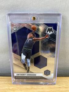 lot 407 image: Anthony Edwards 2020-21 Panini Mosaic Rookie NBA Basketball Card - Minnesota Timberwolves