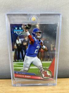 lot 426 image: Bowman Chrome Jaxson Dart Ole Miss Football Card - NFL New York Giants