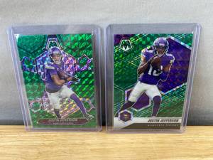 lot 444 image: Justin Jefferson Panini Mosaic Prizm NFL Cards - 2021 and 2024 - Minnesota Vikings