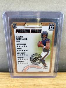 lot 447 image: 2024 Donruss Optic Caleb Williams Rookie NFL Card - Passing Grade, Chicago Bears