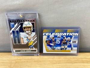 lot 449 image: Justin Herbert Spellbound & Ladd McConkey Celebration Los Angeles Chargers NFL Football Cards Lot