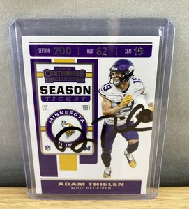 lot 7C image: Adam Thielen Autographed 2019 Panini Contenders Minnesota Vikings NFL Card I