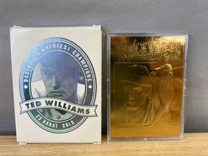 lot 43C image: 1996 Ted Williams 23 Karat Gold Numbered MLB Baseball Card by Bleachers with Box - Boston Red Sox