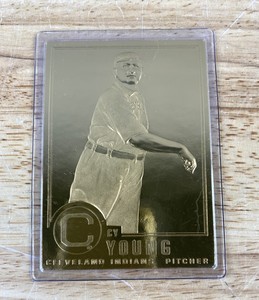 lot 463 image: 2000 22kt Gold MLB Baseball Cy Young Cleveland Indians Pitcher Card
