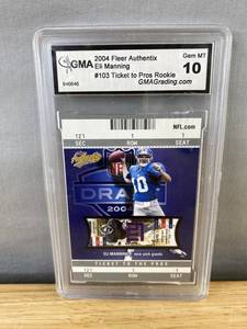 lot 481 image: 2004 Fleer Authentix Eli Manning NFL Football Rookie Card Graded GMA 10 - New York Giants J